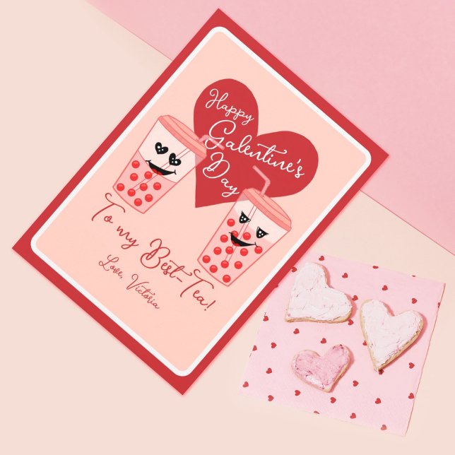 Bestie Best Tea Galentine's Valentine's Day Holiday Card (Creator Uploaded)