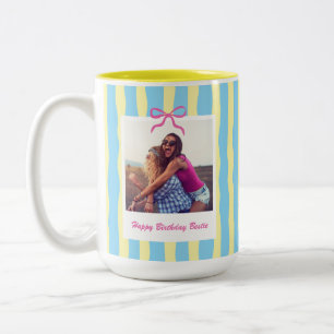 Bestie BFF Best Friend Birthday Gift Custom Photo Two-Tone Coffee Mug