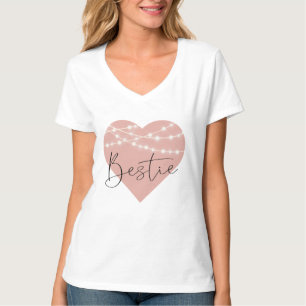 BESTIE BFF Rose Gold Heart String Lights T-Shirt