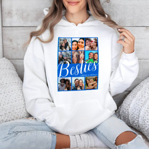 Bestie Blue & White 9 Photo Collage Hoodie