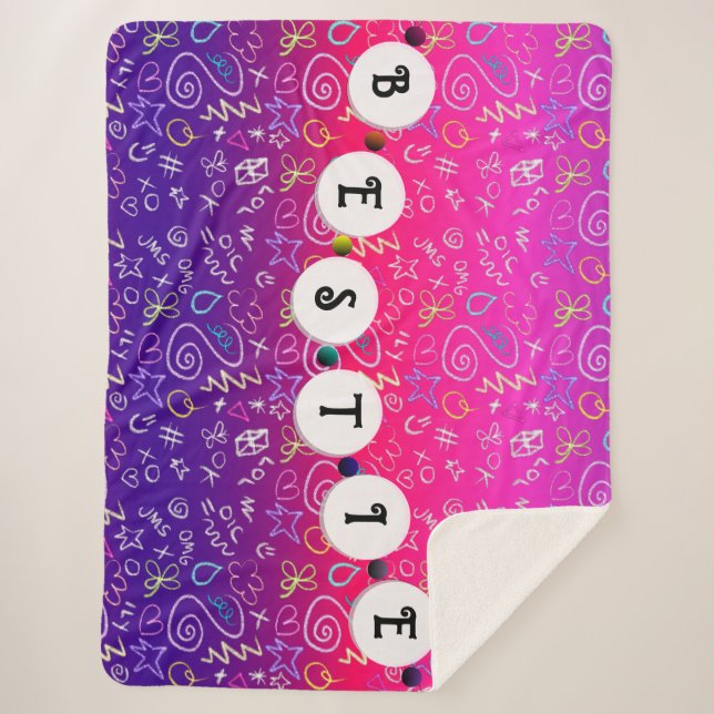 Bestie Bracelet - Friendship Design Sherpa Blanket (Front)