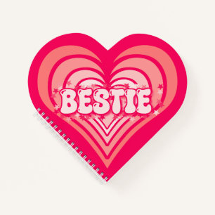 Bestie Bright Cutie Pink Heart Spiral Notebook