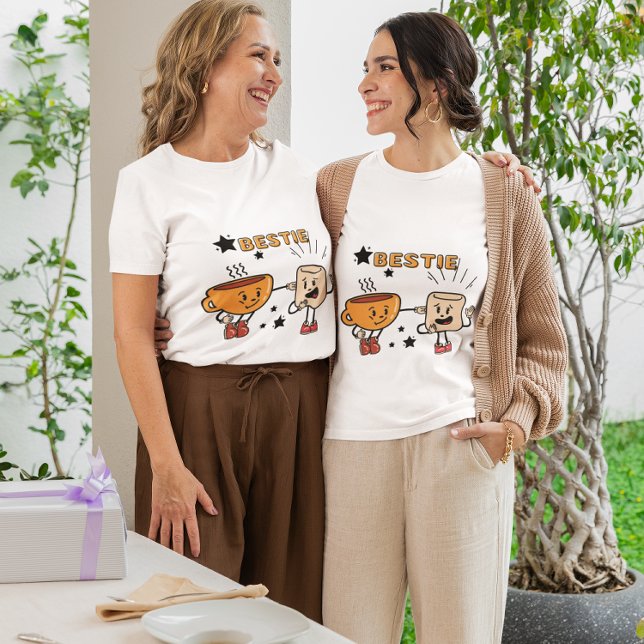 Bestie Cartoon T-Shirt – Cute Coffee & Marshmallow ("Match, laugh & sip joy together ☕✨ The cutest tee for you & your bestie!"
#BestieTee #KawaiiStyle )