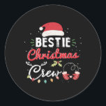 Bestie Christmas Crew Funny Best Friend Matching  Classic Round Sticker<br><div class="desc">Bestie Christmas Crew Funny Best Friend Matching</div>