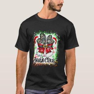 Bestie Claus Couples Coquette Bow Santa Christmas  T-Shirt