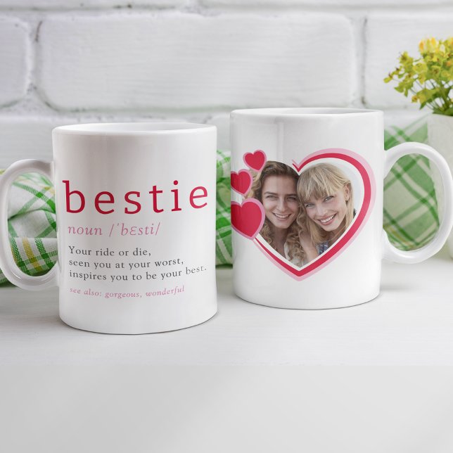 Bestie Definition Heart Photo Best Friends Forever Coffee Mug (Creator Uploaded)