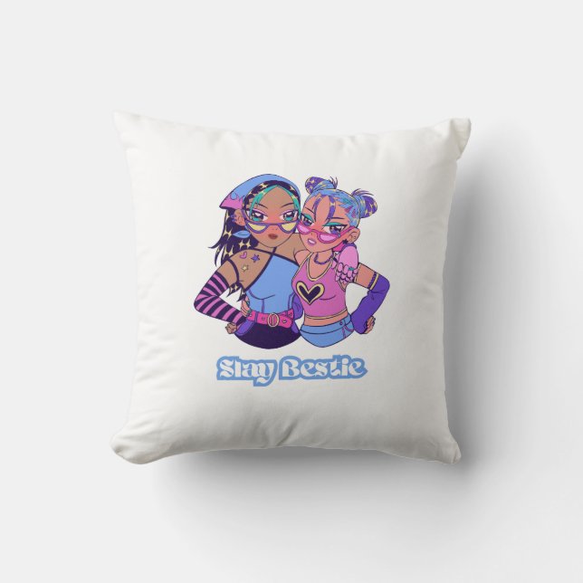 Bestie Forever Throw Pillow  (Front)