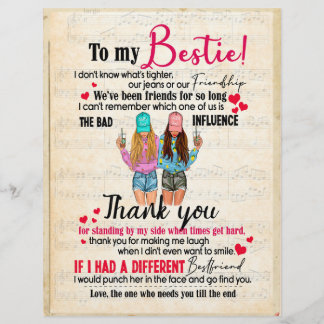 Bestie Gifts | Letter To My Bestie Thank You Custom Letterhead