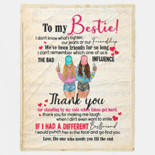 Bestie Gifts   Letter To My Bestie Thank You Fleece Blanket
