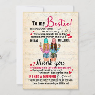 Bestie Gifts Letter To My Bestie Thank You Holiday Card