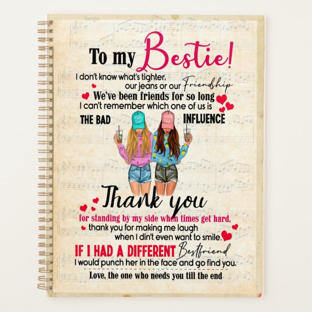 Bestie Gifts | Letter To My Bestie Thank You Planner (Front)