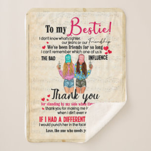 Bestie Gifts Letter To My Bestie Thank You Sherpa Blanket