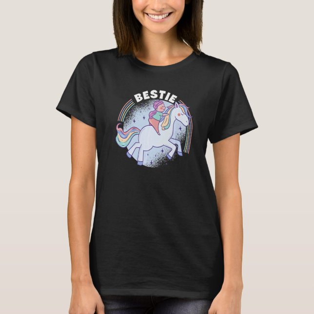 Bestie Graphic Horse Lover Equestrian Rider Horses T-Shirt (Front)