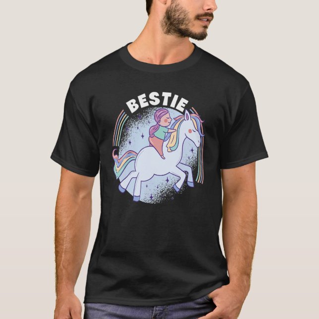 Bestie Graphic Horse Lover Equestrian Rider Horses T-Shirt (Front)
