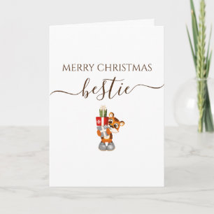 Bestie Merry Chirstmas Tiger Gift Card