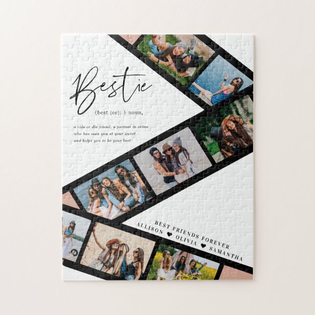 Bestie | Modern 8 Photo Film Strip Collage Jigsaw Puzzle (Vertical)