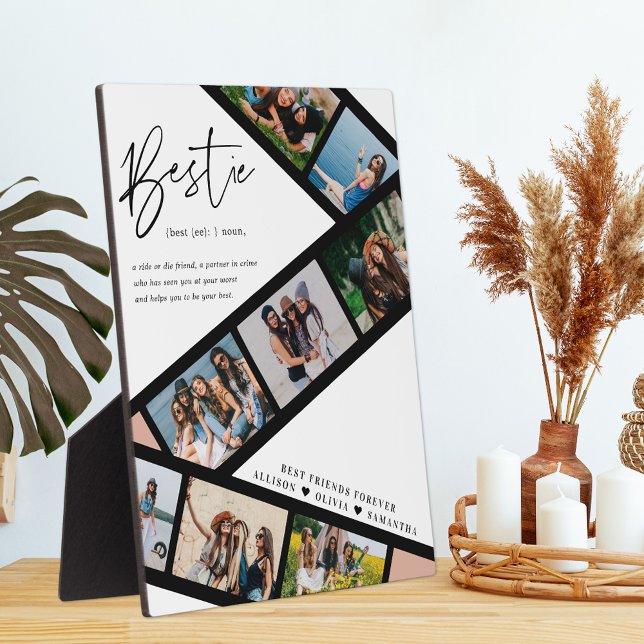 Bestie | Modern 8 Photo Film Strip Collage Plaque (Creator Uploaded)
