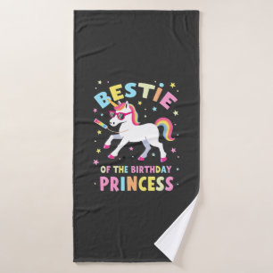 Bestie of the Birthday Princess Girl Dabbing Unico Bath Towel
