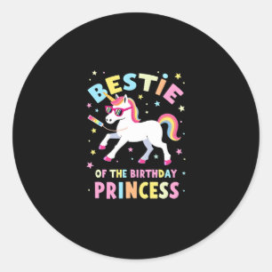 Bestie of the Birthday Princess Girl Dabbing Unico Classic Round Sticker