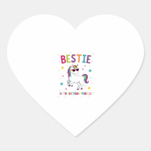 Bestie of the Birthday Princess Girl Dabbing Unico Heart Sticker