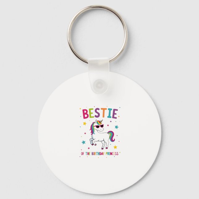 Bestie of the Birthday Princess Girl Dabbing Unico Key Ring (Front)
