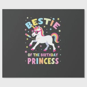 Bestie of the Birthday Princess Girl Dabbing Unico Wrapping Paper