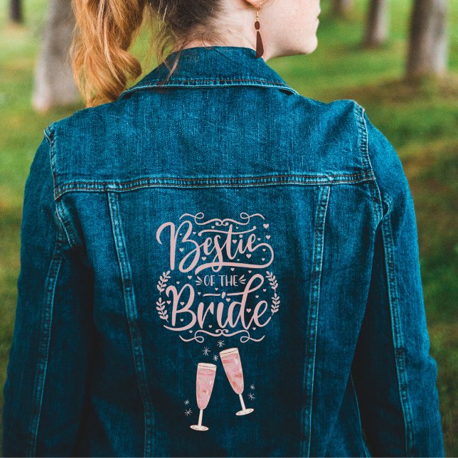 bestie of the bride cute bridesmaid women's denim jacket (Creator Uploaded)