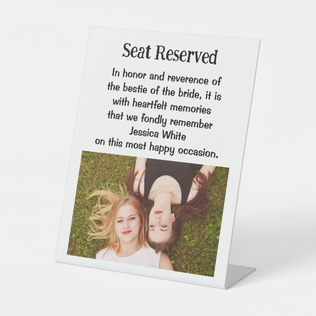 Bestie Of The Bride Wedding Memorial Plaque Sign (Front)