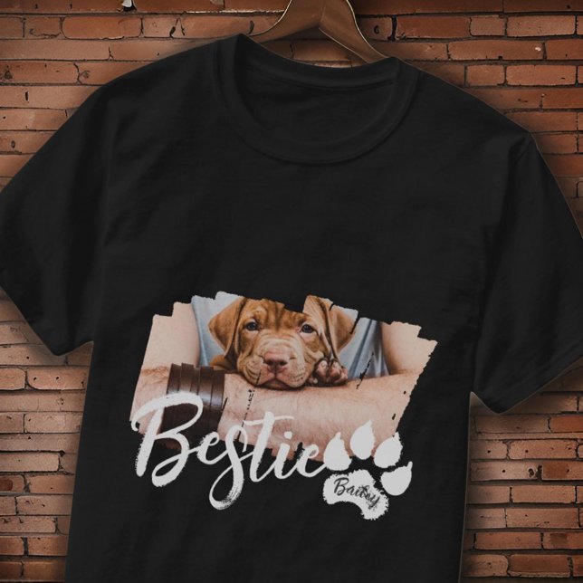Bestie Pet's Modern Grunge Cool Name Photo Paw T-Shirt (Creator Uploaded)
