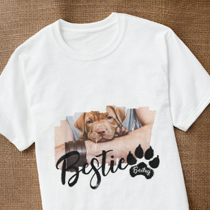Bestie Pet's Modern Grunge Cool Name Photo Paw T-Shirt