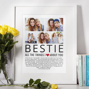 Bestie Photo Collage Things We Love About You List Poster