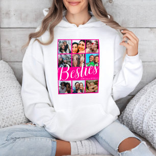 Bestie Pink & White 9 Photo Collage Hoodie