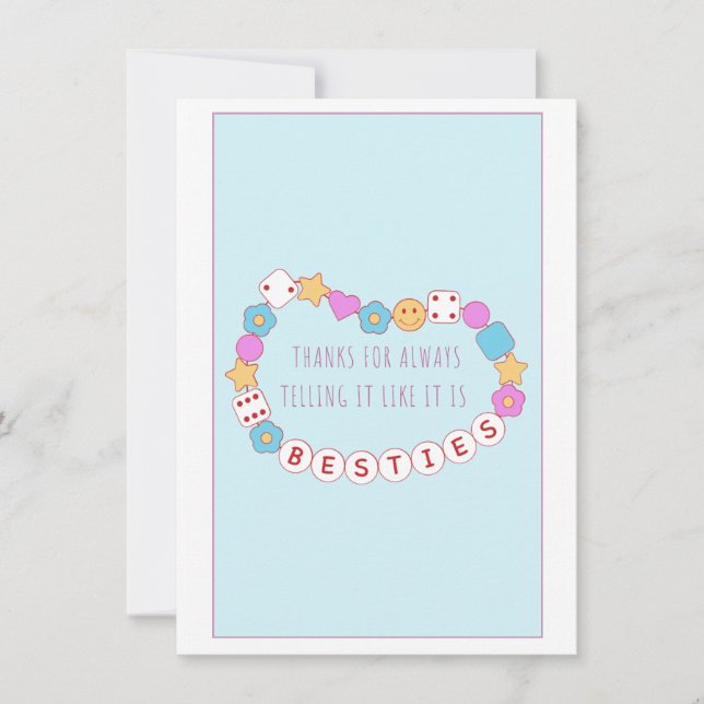 Bestie Quote Cute Pastel Aesthetic Galentine Card (Front)