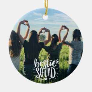Bestie Squad Personalised Photo BFF Friendship Ceramic Tree Decoration