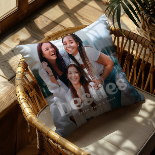 Bestie Trendy Typography 2 Photo Keepsake  Cushion