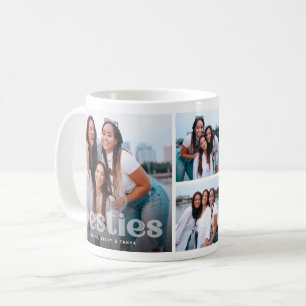 Bestie Trendy Typography 4 Photo Keepsake  Coffee Mug