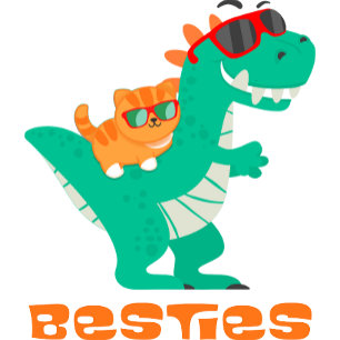 Besties a Cat and Dinosaur Baby T-Shirt