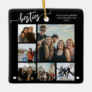 Besties best friend 6 photo modern keepsake black ceramic ornament