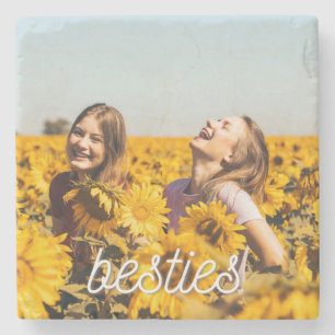 Besties Best Friend Friendship Photo Stone Coaster