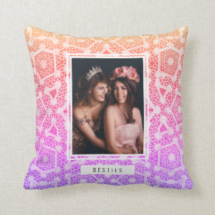 Besties Best Friend Photo Colourful Ombre Cushion