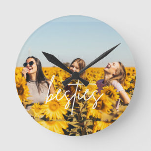 Besties Best Friend Photo Friendship Round Clock