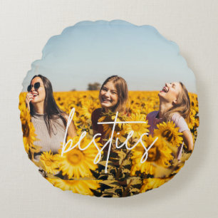 Besties Best Friend Photo Friendship Round Cushion