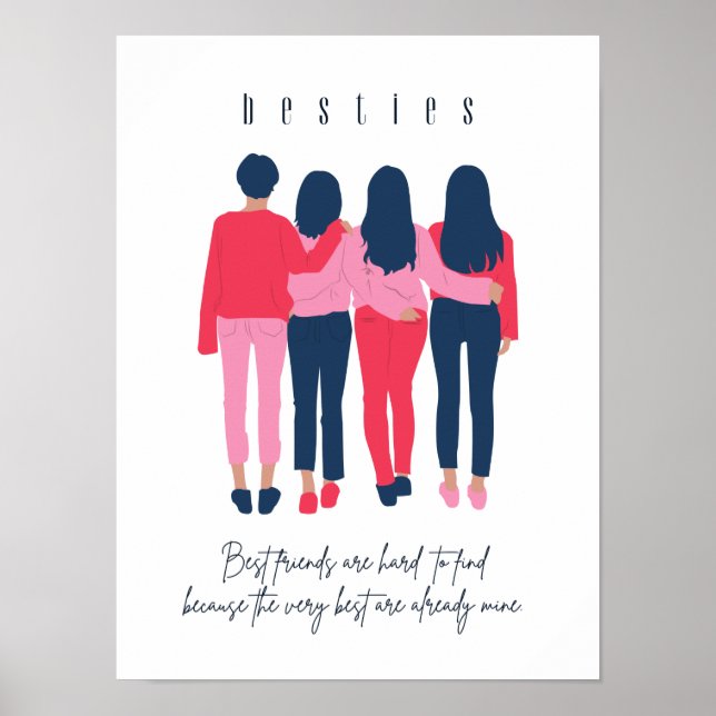 Besties Best Friend Poem Quote Saying Poster (Front)