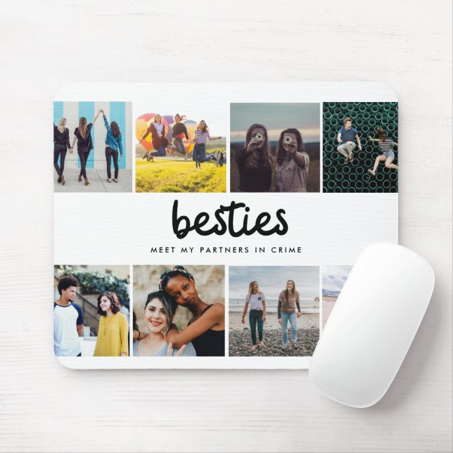 Besties Best Friend Quote Photo Collage Mouse Mat (With Mouse)