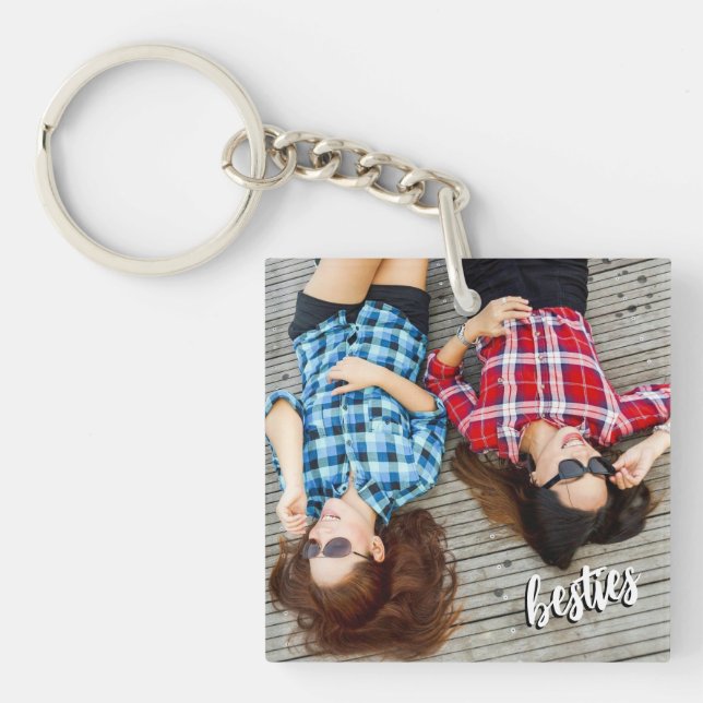Besties | Best Friend Script Photo Key Ring (Front)