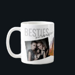 Besties Best Friends 3 Photo Modern Custom Coffee Mug<br><div class="desc">Put 3 photos of you and your best friend on this chic, modern, and elegant "Besties" custom text mug with areas for your nicknames for each other or favourite friend quote or saying like "soul sisters forever" and print your names in a calligraphy handwritten script font. The photo mug template...</div>