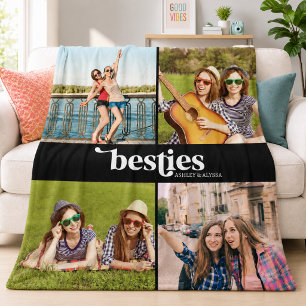 Besties Best Friends 4 Photo Fleece Blanket
