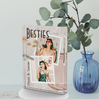 Besties best friends custom names photo  block