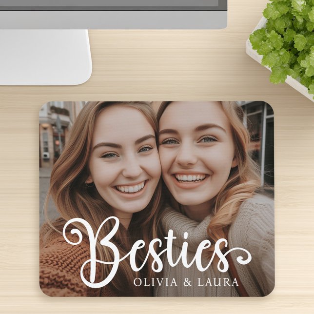 Besties best friends custom names photo mouse mat (Besties best friends custom names photo mouse pad)