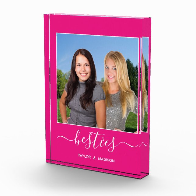 Besties Best Friends Hot Pink Script Names Photo (Right)